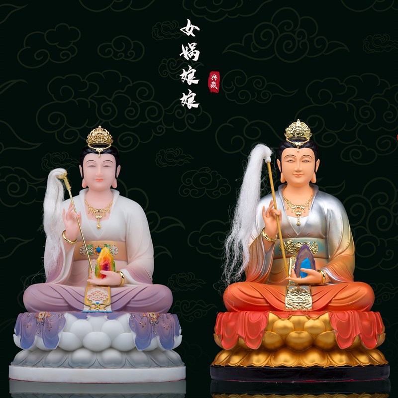 速发之神像汉白玉大地家母神娲用保平安摆件树脂娲娘娘神像