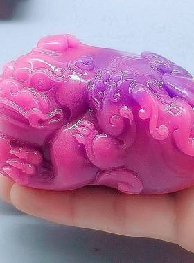 速发南非苏原石玉石纪石舒摆来霸王子母貔貅瑞兽车载俱件大手把件