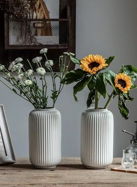 速发奢瓷摆瓶白色简约花插花水培客厅餐桌高轻陶家居花件装饰