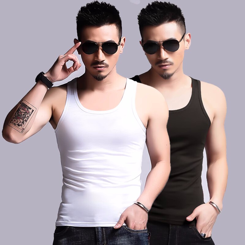 夏季男士莫代尔棉紧身背心冰丝坎肩运动上衣跨栏健身弹力无袖t恤,男装,背心,淘宝优惠券,粉丝福利购,淘宝优惠卷