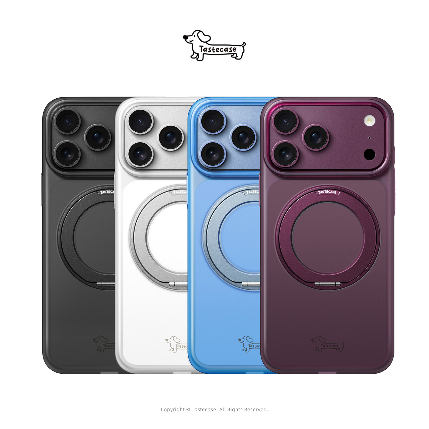 Tastecase腊肠狗360°旋转支架超薄磨砂透明磁吸手机壳适用苹果iPhone18ProMax/17ProMax新款原创简约保护套