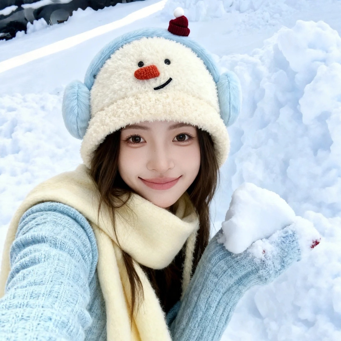 可爱雪人毛绒帽女成人冬季骑车护耳防寒加厚保暖系带骑行防风帽子,服饰配件/皮带/帽子/围巾,帽子,淘宝优惠券,粉丝福利购,淘宝优惠卷