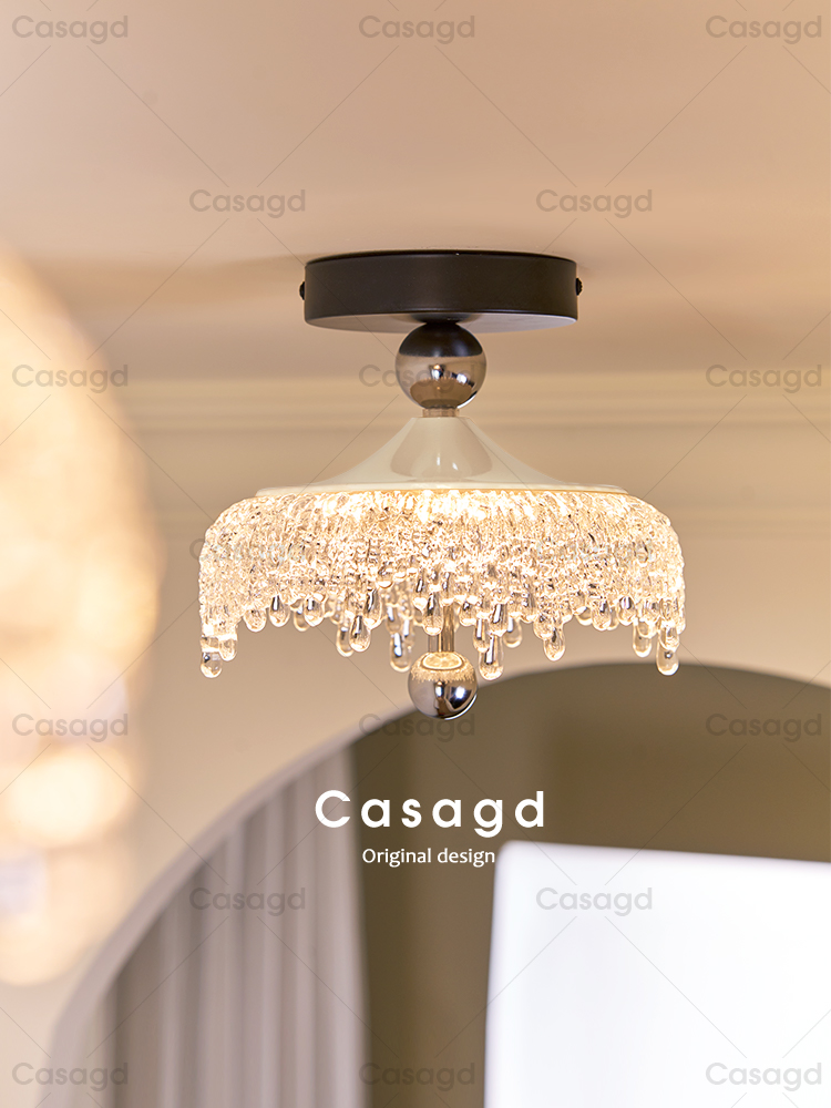CASAGD法式覆古水滴吸顶灯高级感中古风水波纹过道阳台创意灯具