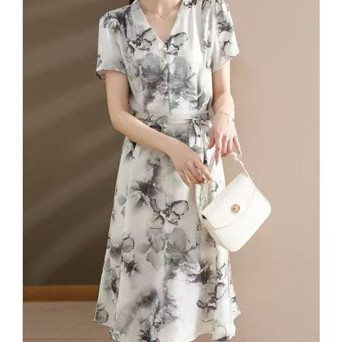 新中式中年妈妈装夏季清新简约连衣裙中老年时尚气质舒适洋气裙子，商品下架区商品下架区，凯文服饰