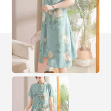 妈妈新中式风连衣裙女夏季贵夫人改良旗袍裙气质高贵中老年裙子，商品下架区，凯文服饰