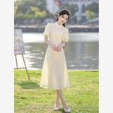 奥黛旗袍2025新款夏季改良年轻款少女新中式日常可穿连衣裙女，商品下架区，凯文服饰