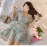 碎花雪纺连衣裙2025新款夏季韩版田园风时尚半袖荷叶边裙子潮，商品下架区，凯文服饰