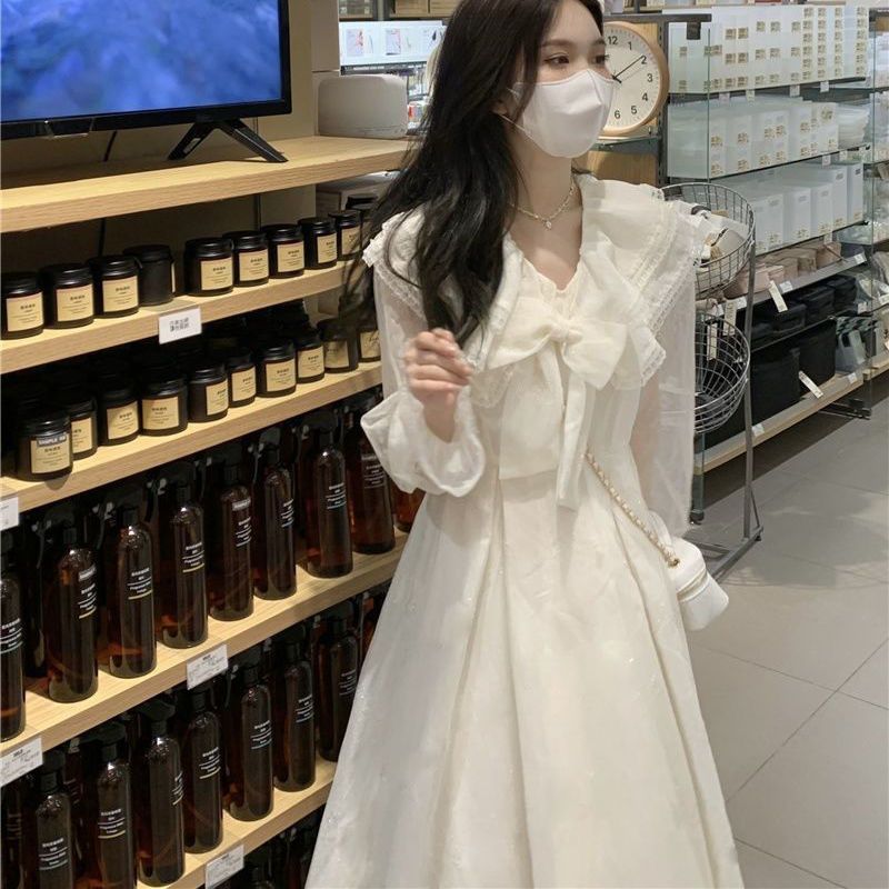 2025夏季新款蝴蝶结连衣裙女装法式初奶甜美温柔风别致气质长裙子，商品下架区商品下架区，凯文服饰