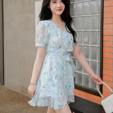 小野联名碎花连衣裙女夏季法式茶歇裙，商品下架区，凯文服饰