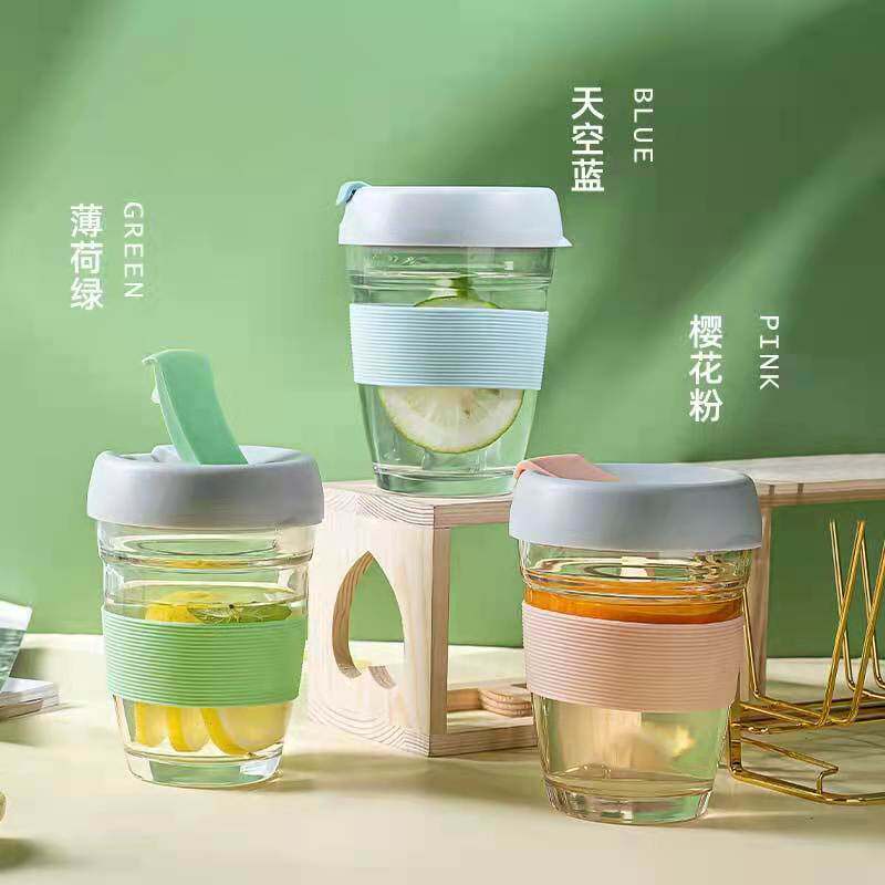 清货处理防摔钢化玻璃杯咖啡随行杯防漏随手杯耐热防烫牛奶早餐杯