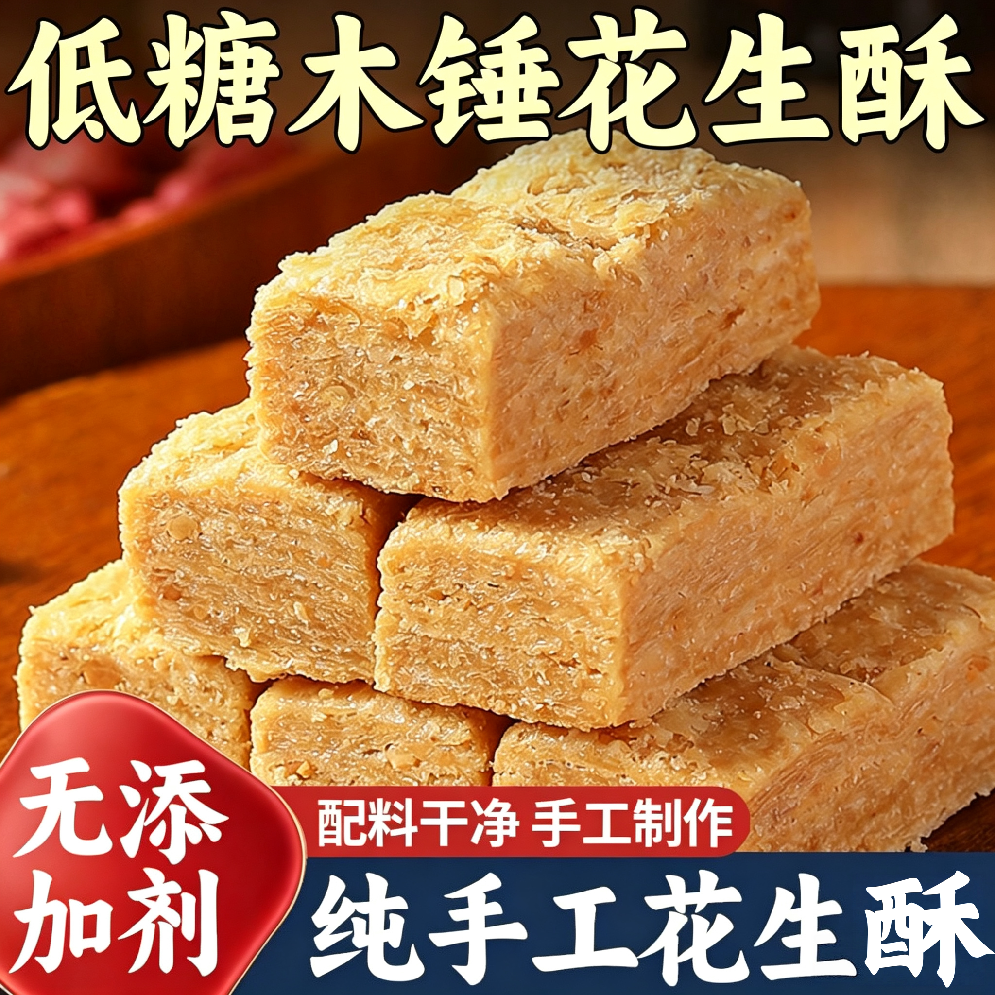 老字号花生酥官方旗舰店正宗低糖花生酥老式纯手工木锤花生酥零食