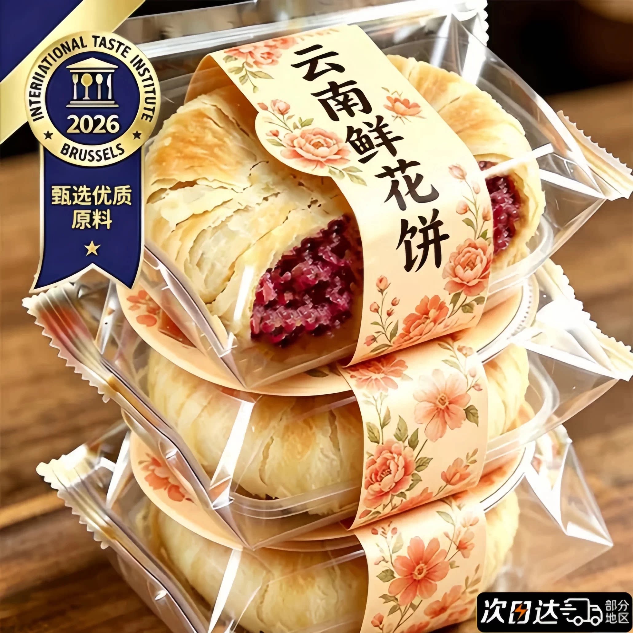 手工正宗云南特产鲜花饼玫瑰无糖精零食中式糕点年货礼盒心旗舰店