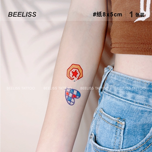 彩色爱心月亮纹身贴防水持久小清新ins风高级感小图案 Beeliss