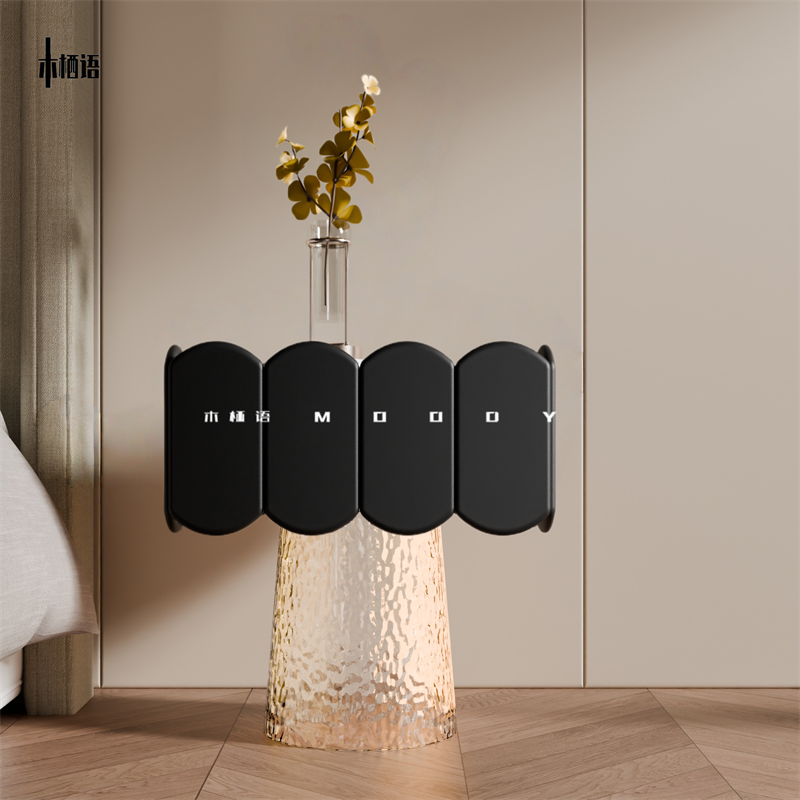 别墅风亚克力烤漆床头柜高级感床边柜大师创意设计轻奢高级收纳柜