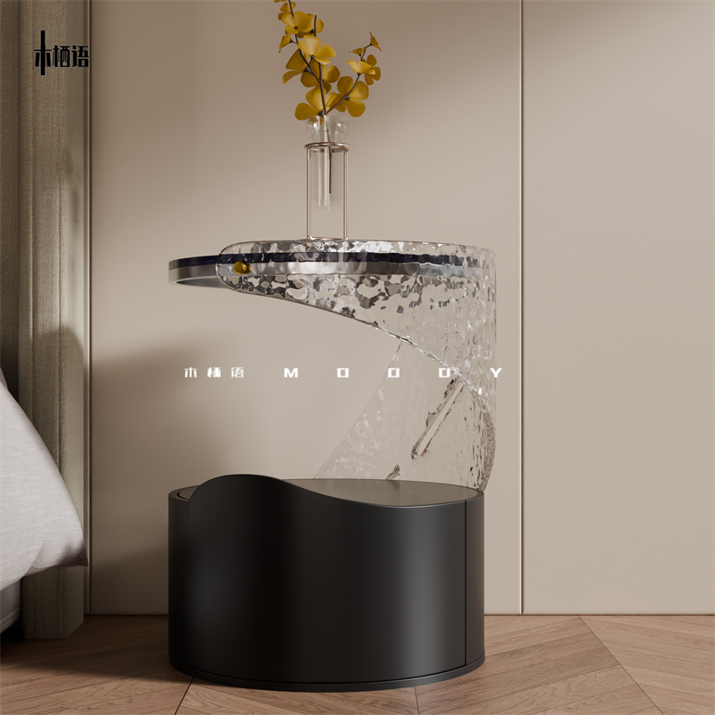 别墅风亚克力床头柜高级感床边柜子小茶几创意设计轻奢艺术收纳柜