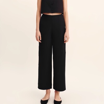 亚麻九分裤女简约气质百搭直筒裤