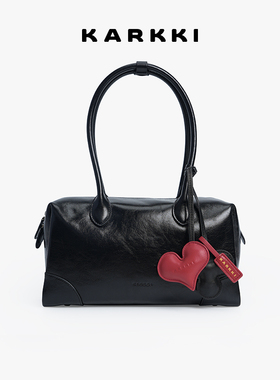 【新年礼物】KARKKI/个奇波士顿包头层牛皮单肩腋下公文包手提包