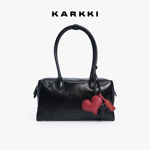 KARKKI/个奇头层牛皮单肩腋下包