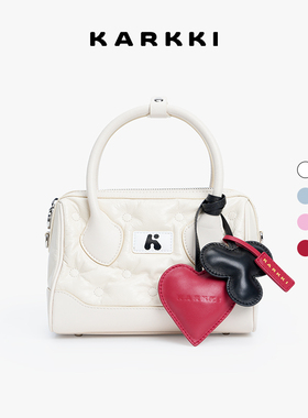 KARKKI/个奇云朵波士顿包头层牛皮手提手拎包通勤斜挎包单肩女包