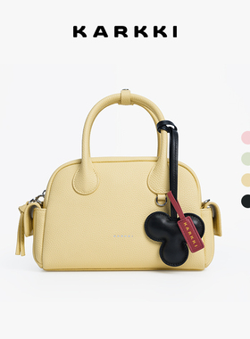 KARKKI/个奇头层TOGO牛皮波士顿保龄球包小哭包单肩斜挎手提包