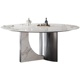 推荐 轻奢极简亮光岩板高端大平层圆形餐桌新款 设计师帆船餐桌圆桌