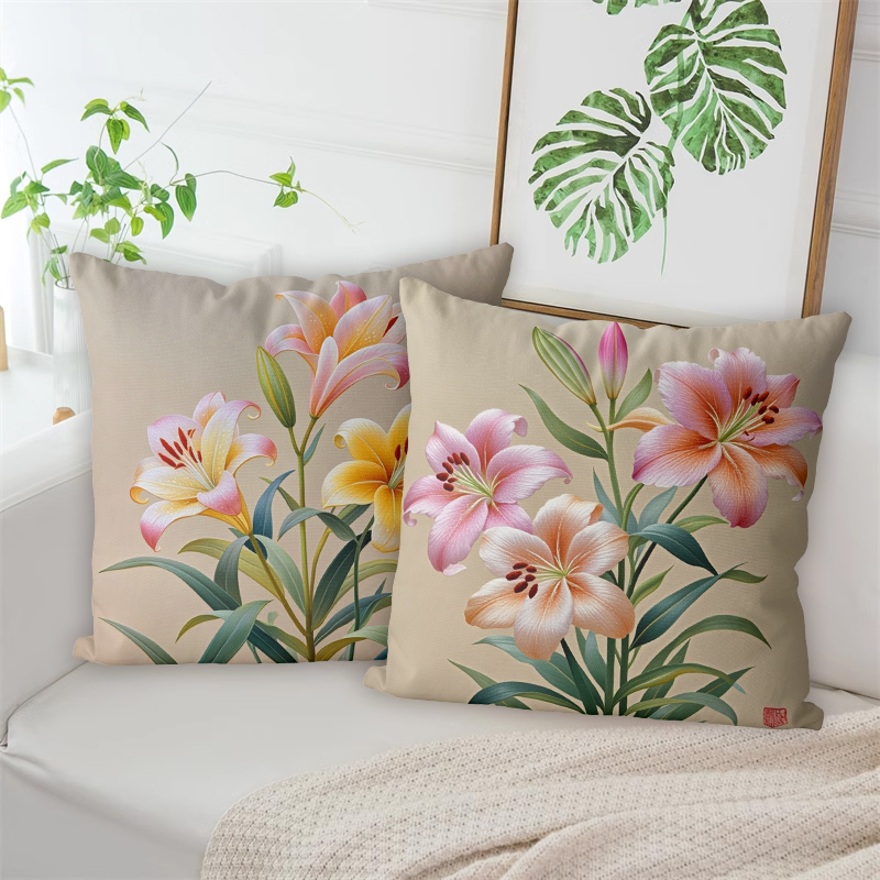 百合花抱枕十字绣2025新款线绣满绣家用沙发靠枕枕头套简单自绣