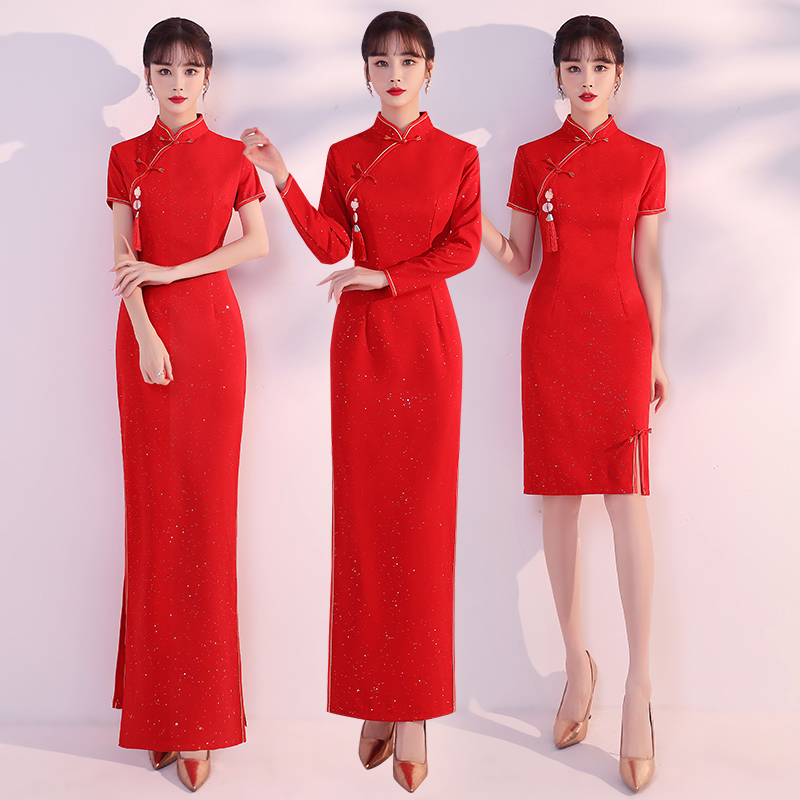 速发中仪外袍迎宾服形体礼仪队走秀款颁奖礼国红礼服旗嫁回娘家服