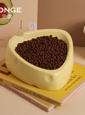 速发酪奶猫碗陶瓷碗猫食盆盘护水斜口饭碗喂食碗保喂用品