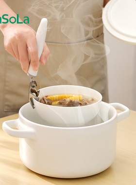 速发aFSa防烫盘取碗夹04不锈钢防滑神器蒸锅蒸菜鱼夹抓盘器提夹夹