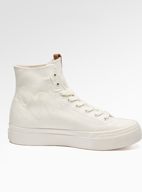 2025年春新款高帮舒适帆布鞋男女款休闲百搭厚底增潮流高板鞋情侣