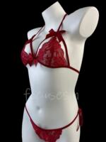 Sexy lace see-through bra set anti-sagging pure desire new bow cutout lacing underwear and underpants seductive thumbnail 5