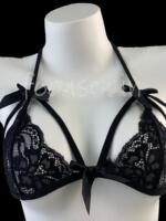 Sexy lace see-through bra set anti-sagging pure desire new bow cutout lacing underwear and underpants seductive thumbnail 6