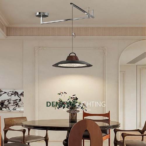 中古风创意饭厅设计师款渔夫帽摇臂餐厅吊灯2025年新款可位移灯具