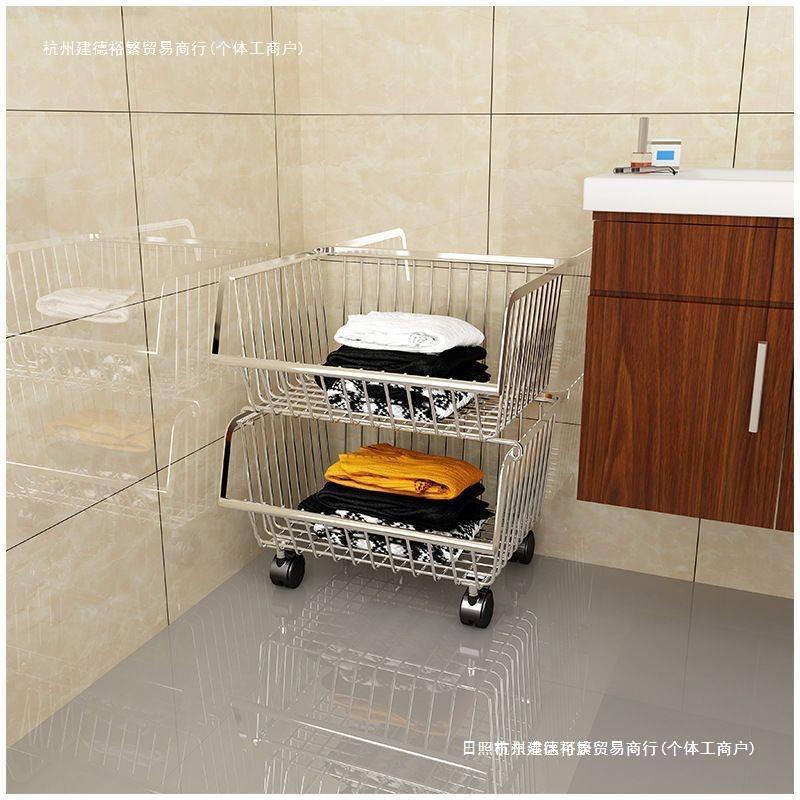 带轮收纳储物不锈钢多层落地果蔬收纳筐厨房蔬菜篮 台面置物架