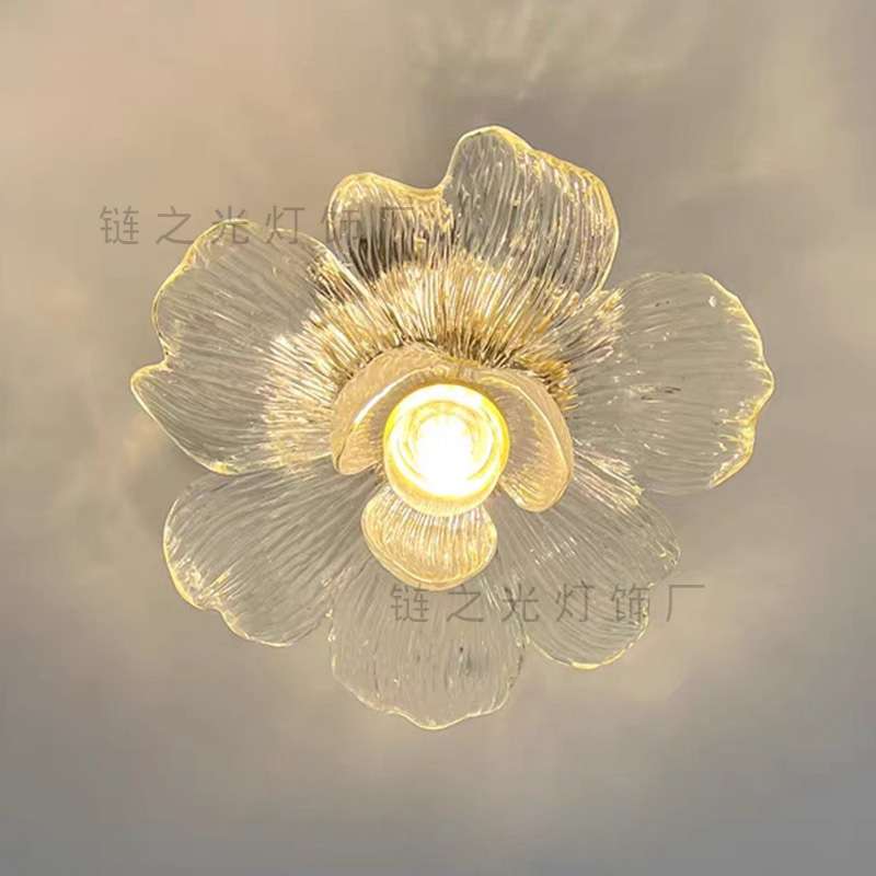 全铜花瓣过道灯走廊现代简约阳台小吊灯楼梯玄关吸顶灯中山灯具