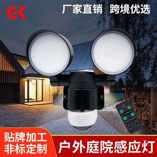 可遥控调节人体红外感应庭院灯led防水车库院子 旋转户外围墙壁灯