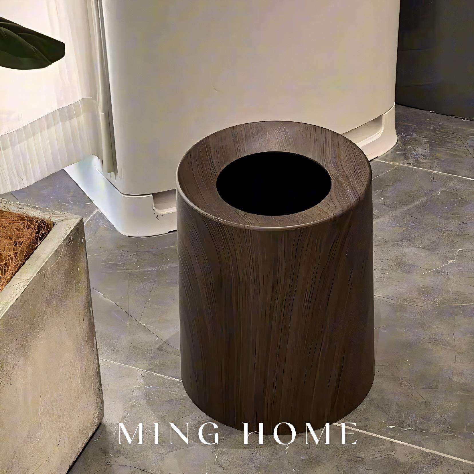 木纹垃圾桶高颜值中古风客厅家用厨房卫生间厕所轻奢大号纸篓,3C数码配件,USB灯,淘宝优惠券,粉丝福利购,淘宝优惠卷