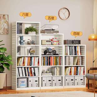 书柜整面墙钢制书架置物架儿童玩具客厅收纳储物柜简约带背板落地