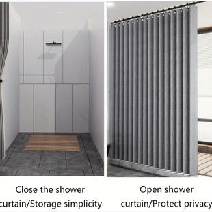 折叠浴帘免打孔磁吸防水防霉浴帘卫生间专用隔断淋浴洗澡干湿分离