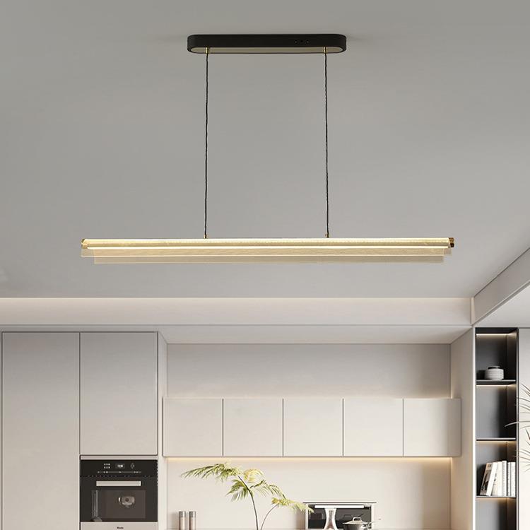 2025新款简约餐厅吊灯现代家用长方形一字灯极简吧台灯中山灯直供