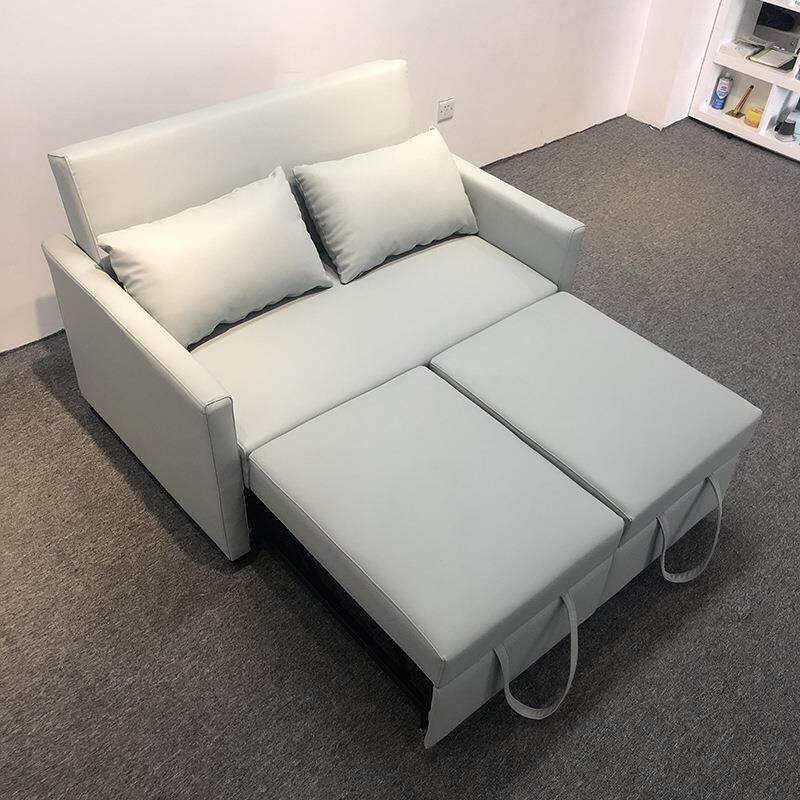 两用小户型可折叠沙发床皮艺公寓酒店出租房推拉双隐藏贵妃沙发床