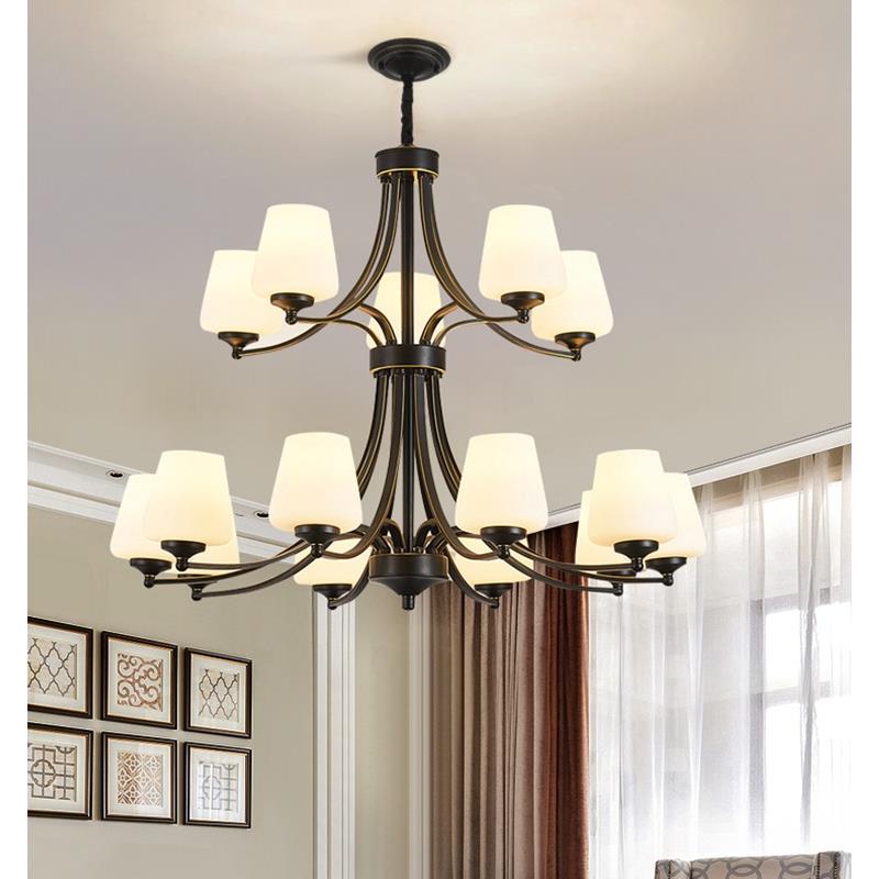 美式轻奢楼梯吊灯长吊灯三层欧式别墅挑空大吊灯复式楼客厅主灯