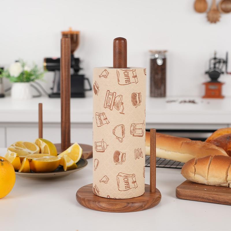 相思木厨房实木纸巾架免打孔餐巾纸收纳置放架卷纸架立式抹布支架