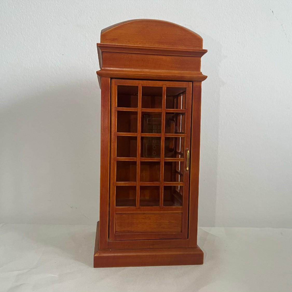 英伦复古风电话亭音乐盒机械八音盒木质工艺品家具摆件木制模型