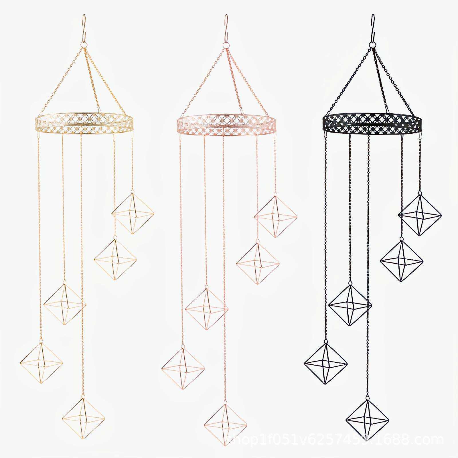 新款空气凤梨风铃式挂饰吊饰空中几何植物挂架植物花盆电镀金色