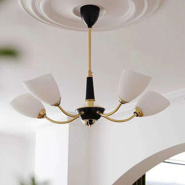 美式中古vintage餐厅吊灯复古轻奢法式客厅全铜卧室甜筒设计师灯