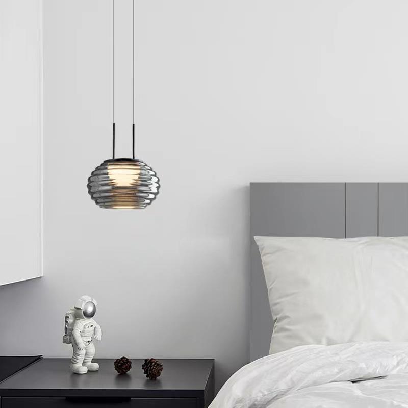 意式简约卧室小吊灯北欧餐厅吧台设计师客厅创意酒店床头玻璃吊灯