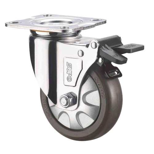 SUPO向荣动力6寸带双刹车TPR 静音 工业万向脚轮C05S-01D-150-412