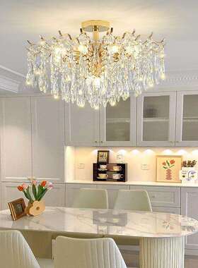LED美式轻奢吊灯客厅灯2025年新款后现代网红水晶灯法式简约卧室