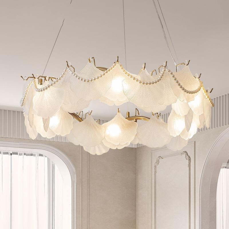 法式奶油风吊灯轻奢贝壳珍珠客厅主灯网红创意后现代客厅卧室灯具